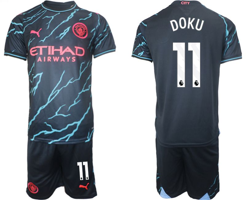 Men 2023-2024 Club Manchester City away blue #11 Soccer Jersey->manchester city jersey->Soccer Club Jersey